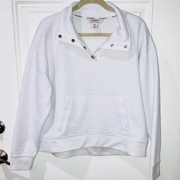 Tommy Bahama White Everyday Active Sweatshirt Pullover Quilted Golf Sport Sz L - Picture 3 of 6